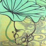 月蛙　ポストカード　『流水蓮蛙?』