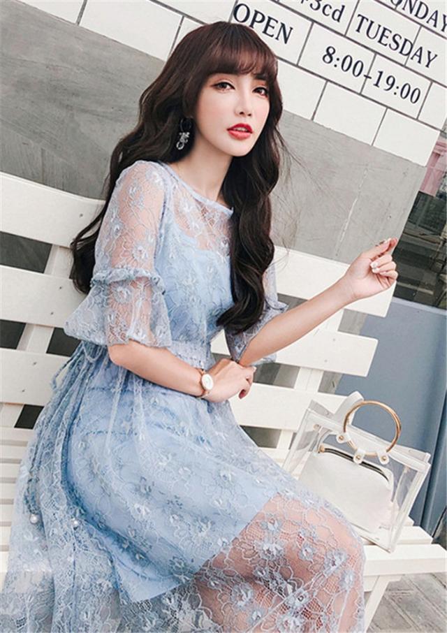 30 Offアウトレットsale 送料無料 シースルー 総レース ロングワンピース マキシ丈ワンピース 透け感 フレアワンピ ピンク ベージュ ライトブルー ｓ ｘｌ B0 50 Off Www Iacymperu Org