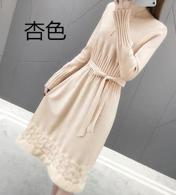 流行に ニットワンピース ニットインナー ウエストマーク ａラインワンピース 長袖 ロングワンピース 全５色 B 新発売の Carlavista Com