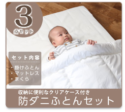 ダニ通過率0％ 防ダニふとん3点セット