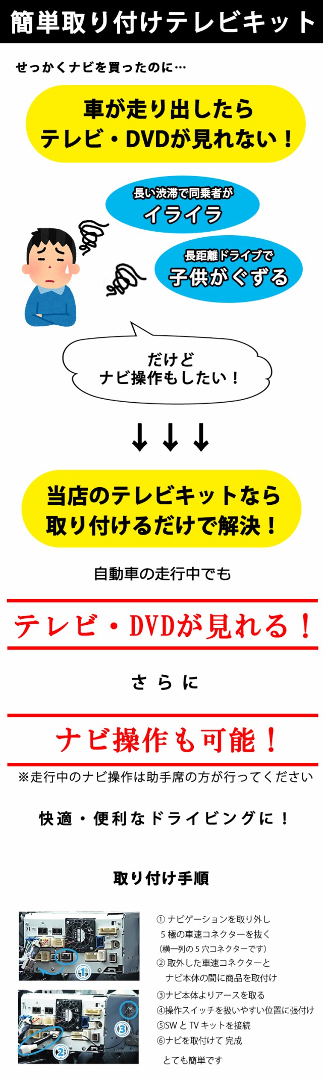 トヨタ ダイハツ 純正ナビ ディーラーオプションナビ 対応 テレナビキット 走行中にテレビが見れる ナビ操作も可能 テレビキャンセラー の通販はau Pay マーケット Stella 商品ロットナンバー