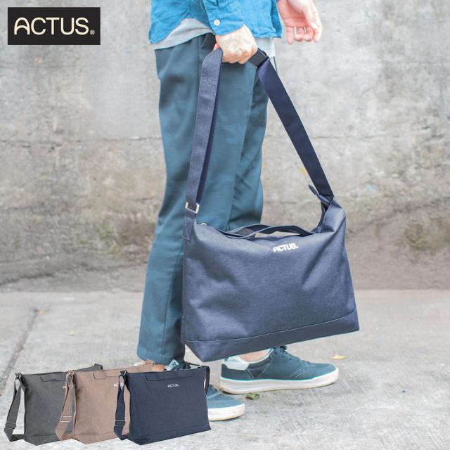 ACTUS 2wayショルダー ユニセックス デイリーバッグ シンプル グレー ベージュ ネイビー 10L レディース メンズ 男女兼用 通勤 通学 ファスナー ナチュラル カジュアル 旅行 ピクニック レジャー