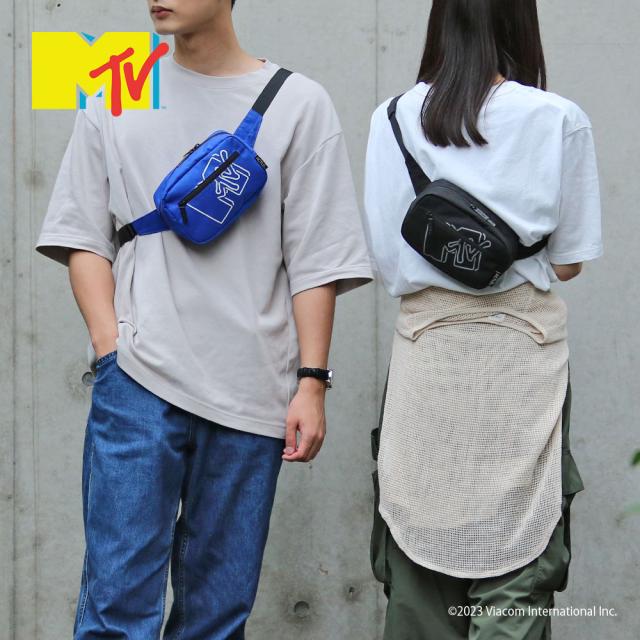 ACTUS MTVコラボ ウエストポーチ ウエストバッグ ユニセックス デイリーバッグ シンプル ブラック ブルー レディース メンズ 男女兼用 ファスナー ナチュラル カジュアル 旅行 ピクニック レジャー キャンプ