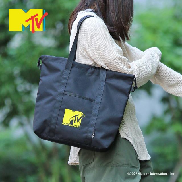 ACTUS MTVコラボ 2WAYトート ユニセックス デイリーバッグ シンプル ブラック ブルー レディース メンズ 男女兼用 ファスナー ナチュラル カジュアル 旅行 ピクニック レジャー キャンプ ショルダーベルト付き キャリーオン対応