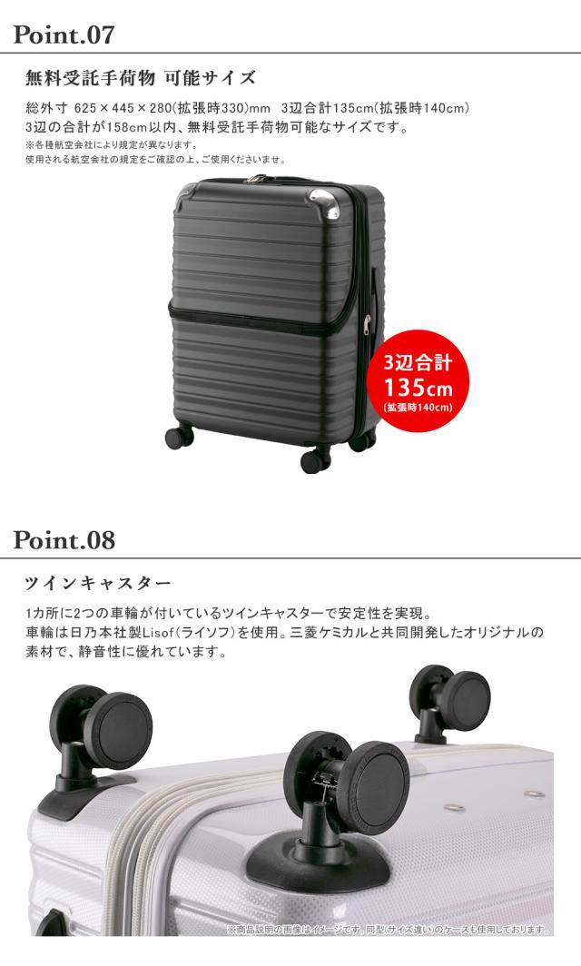 無料受託手荷物可能サイズ ツインキャスター