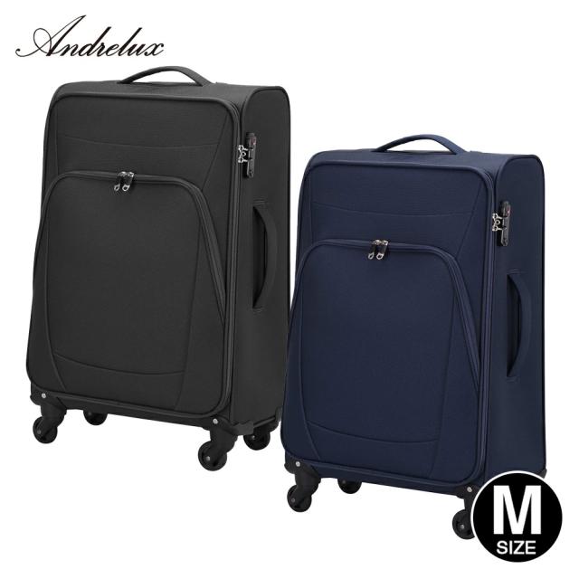 ソフトキャリーケース 軽量 Mサイズ 4輪 スーツケース Andrelux 中型 黒 紺 ブラック ネイビー シンプル TSAロック 41L 送料無料