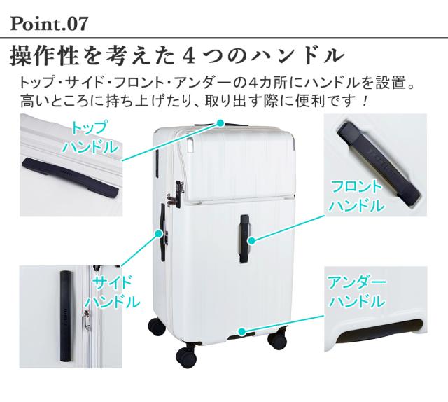 操作性を考えた4つのハンドル トップ・サイド・フロント・アンダーの4カ所にハンドルを設置。高いところに持ち上げたり、取り出す際に便利です!