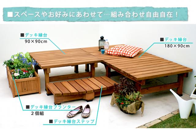 在庫大特価 デッキ縁台 ガーデン 庭 テラス ブラウン 木製の通販はau PAY マーケット - 家具のわくわくランド au PAYマーケ 180x90cm ステップ 2点セット DE-18090STP ウッドデッキ デッキ 縁台 ガーデニング 屋外 高評価低価