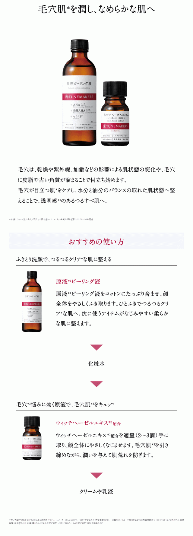 チューンメーカーズ TUNEMAKERS ウィッチヘーゼルエキス 10ml + 原液ピーリング液 120ml