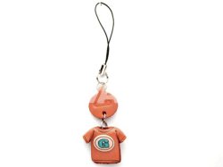 VANCAプチイ 本革レザー携帯ストラップ ニシャルTシャツ(赤)A