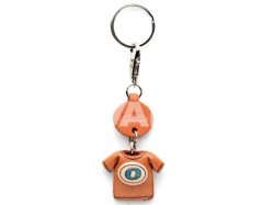 VANCAドコデモ 本革レザーキーホルダー ニシャルTシャツ(赤)A