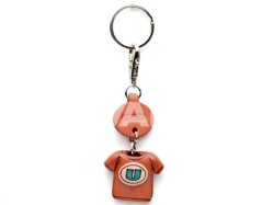 VANCAドコデモ 本革レザーキーホルダー ニシャルTシャツ(赤)A