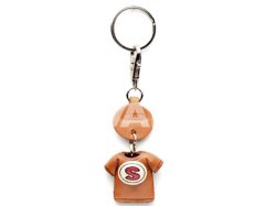 VANCAドコデモ 本革レザーキーホルダー　ニシャルＴシャツ（赤）Ａ