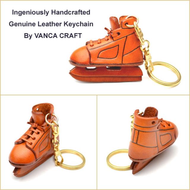 革物語キーホルダー   スケート靴     【バンカクラフト】【本革/レザー/ウィンタースポーツ/雑貨】【VANCA革物語】【日本製/職人のハンドメイド】【メール便可】【_包装】【即納】