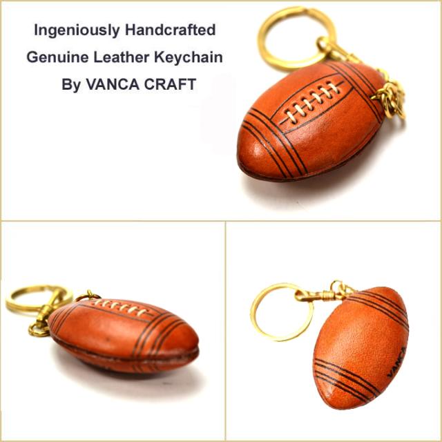 革物語キーホルダー  ラグビーボール 【バンカクラフト】【本革/レザー/スポーツ/雑貨】【VANCA革物語】【日本製/職人のハンドメイド】【メール便可】【_包装】【即納】
