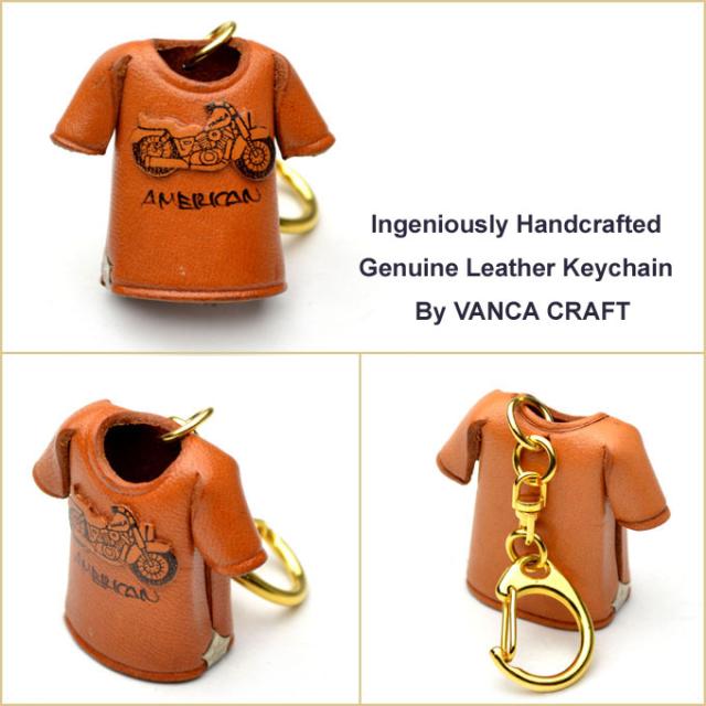 革物語キーホルダー   Ｔシャツ   アメリカンバイク   【バンカクラフト】【本革/レザー/乗り物/Tシャツ】【VANCA革物語】【日本製/職人のハンドメイド】【メール便可】【_包装】【即納】