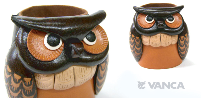 ふくろう メガネスタンド/レザー 本革 VANCA/バンカクラフト革物語