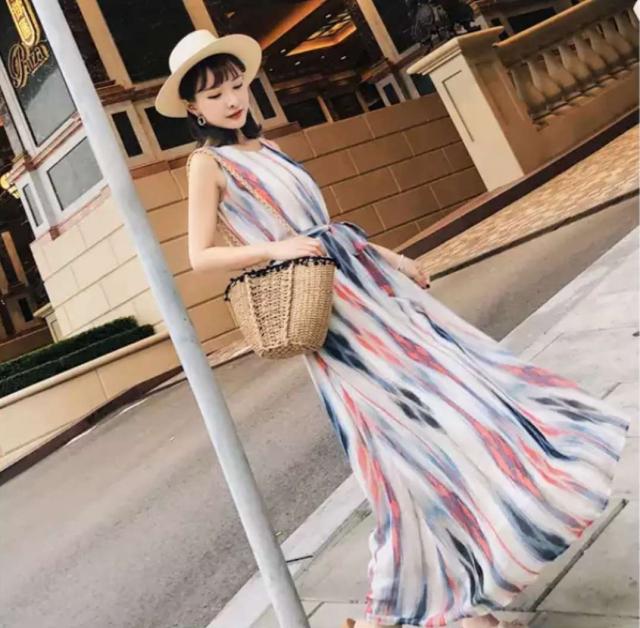 店長大暴走 クリアランスsale 軽やか 楽チン リゾート 旅行 ストライプ ロングワンピース レディース マキシ丈 ウエストマーク 0231 売り尽 Www Arnabmobility Com