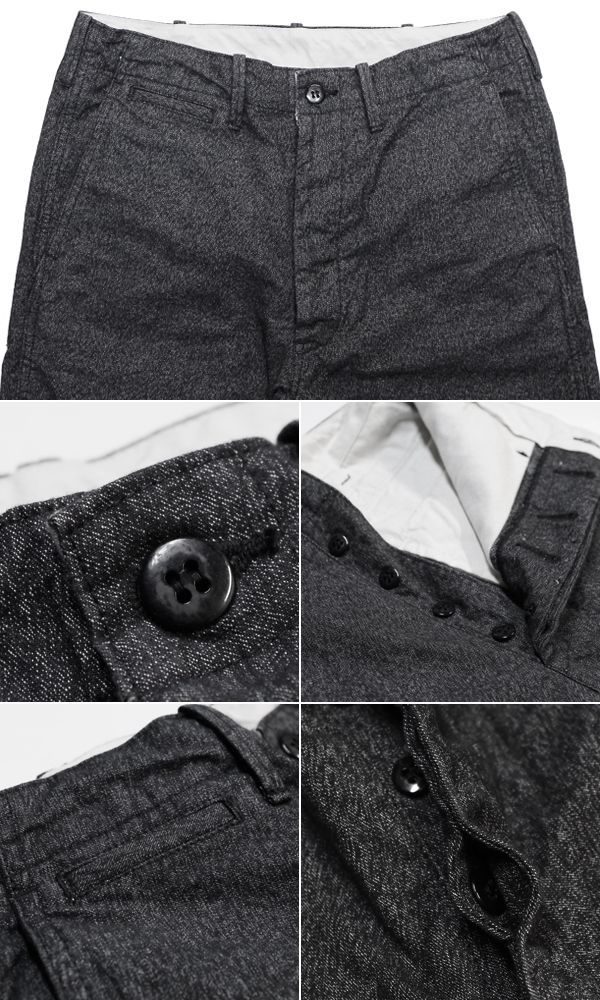 クッシュマン チノ ミリタリートラウザース CUSHMAN BLACK CHAMBRAY TROUSERS TIGHT STRAIGHT 22097 クッシュマン チノ ミリタリートラウザース CUSHMAN BLACK CHAMBRAY