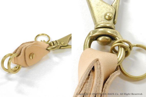 ブラス×栃木レザーダブルキーホルダーー
