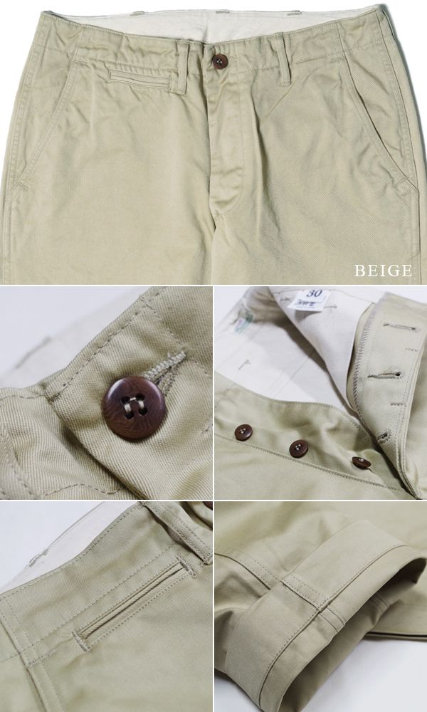ウエアハウス カーキ チノ ミリタリートラウザース WAREHOUSE CHINOES