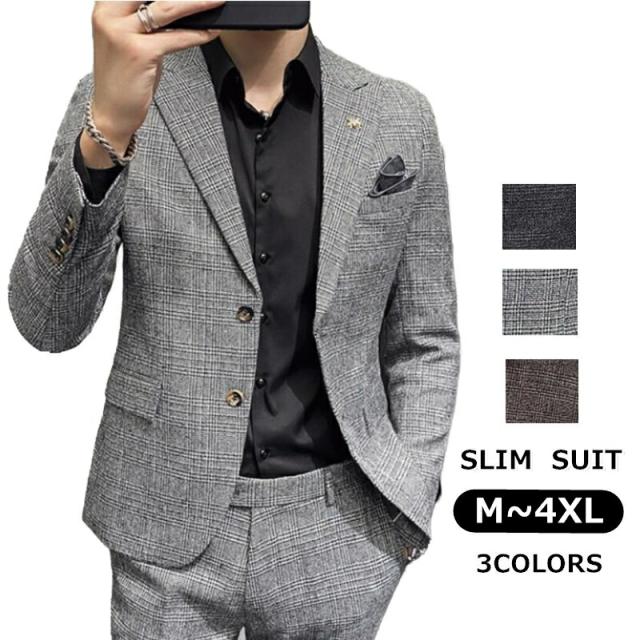 現金特価 スーツメンズスーツセットアップメンズ カジュアルスーツフォーマルスーツタイト紳士服ビジネススーツジャケットパン洗えるパン 100 本物保証 Sazite Ir