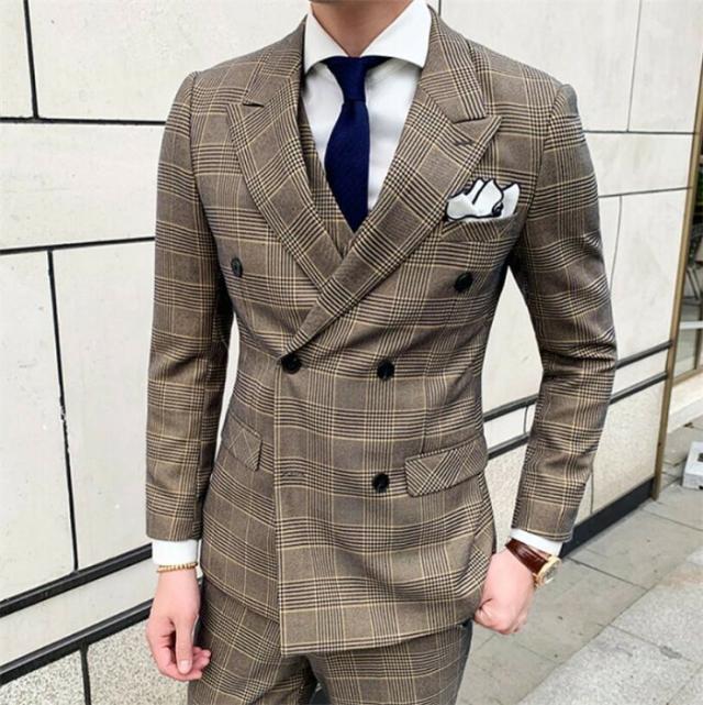 柔らかい チェック柄 ダブルスーツ スリム スリーピーススーツ メンズ オシャレ ビジネススーツ 洗えるパンツ スーツセットアップ スーツセット メ 国内最安値 Carlavista Com