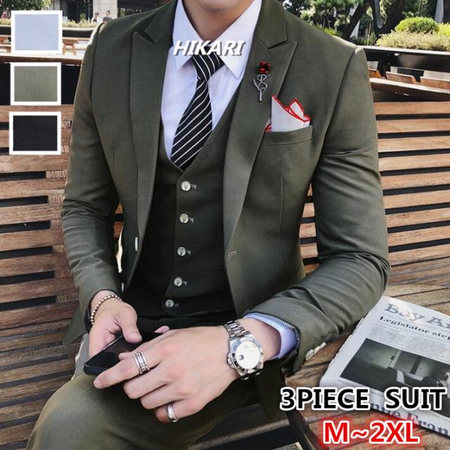 正規品 M 2xl3ピースカジュアルスーツスリムスーツセットアップ メンズ スリーピーススーツ メンズリクルートスーツパーティー二次会結婚式 お歳暮 Qable Io