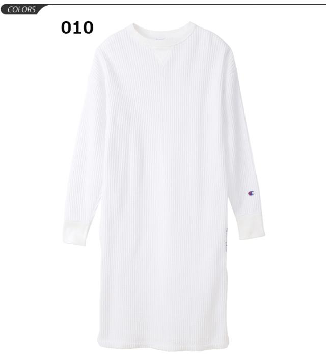 進化版 長袖 ワッフル ワンピース サーマル レディース チャンピオン Champion ロング丈 ドレス スポーティ カジュアル ウェア クルーネック 無 Gdpcambodia Org