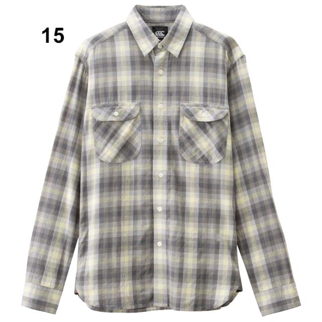 長袖シャツ マドラスチェック メンズ/カンタベリー Canterbury コットン 男性用 チェック柄 紳士服 ラグビー ラガー おしゃれ