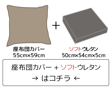 キャスト座布団カバー＆18dウレタンセット（ザブ）