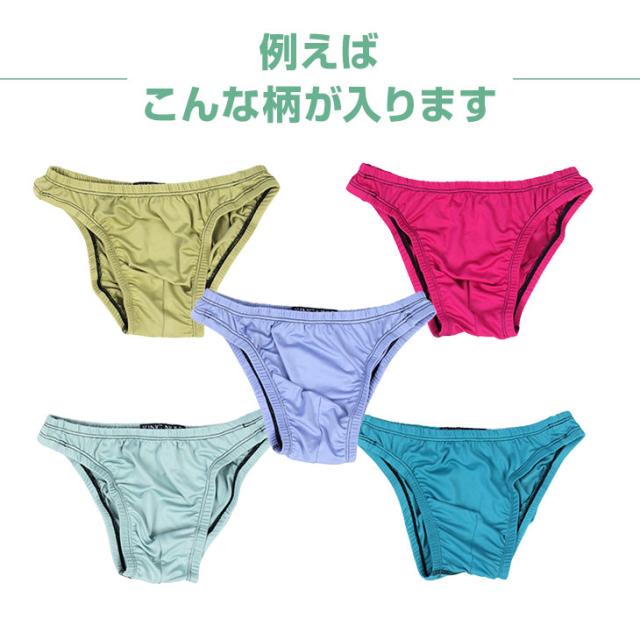 メンズ 下着 ブリーフ Tバック おまかせ5枚セット福袋 前閉じ 無地 ブラック グレー レッド パープル イエロー ブルー グリーン おしゃれ 派手 カラバリ豊富 アソート ランダム 肌着 詰め合わせ 送料無料