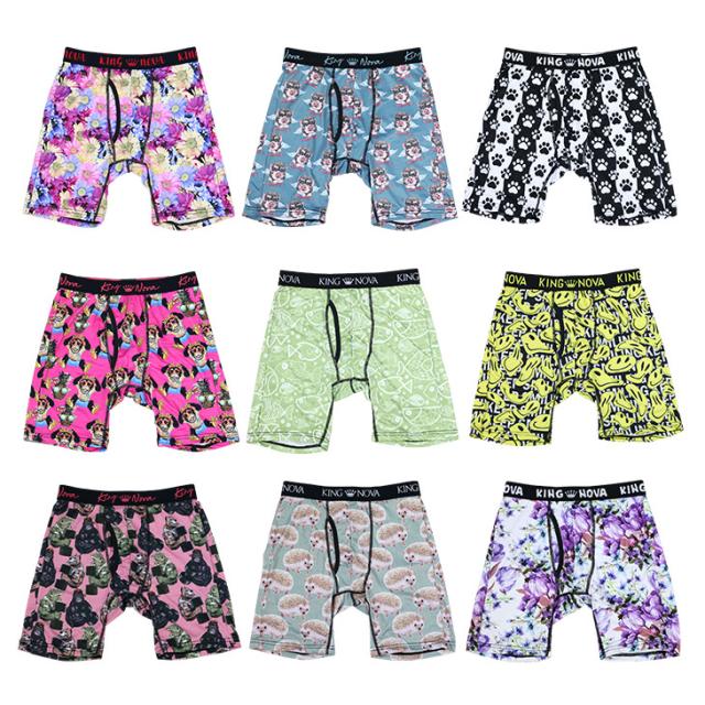 メンズ 下着 ボクサーパンツ 5分丈 ひざ上丈 福袋 3枚セット 前開き 花柄 アニマル柄 アニメ柄 おしゃれ 派手 デザイン豊富 アソート ランダム 肌着 詰め合わせ