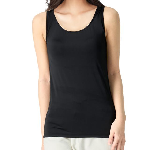 2WAYストレッチ カップつき インナー タンクトップ 伸縮性あり ニット 涼しい 涼感 無地 レディース メール便送料無料