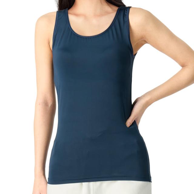 2WAYストレッチ カップつき インナー タンクトップ 伸縮性あり ニット 涼しい 涼感 無地 レディース メール便送料無料