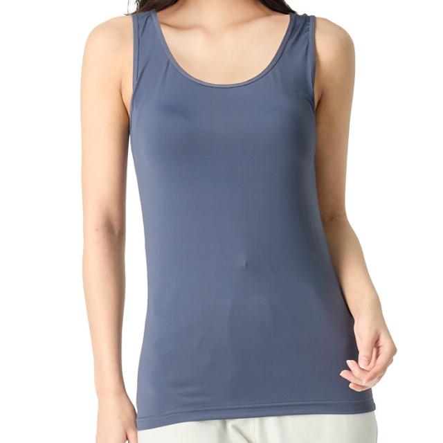 2WAYストレッチ カップつき インナー タンクトップ 伸縮性あり ニット 涼しい 涼感 無地 レディース メール便送料無料