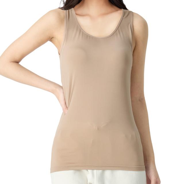 2WAYストレッチ カップつき インナー タンクトップ 伸縮性あり ニット 涼しい 涼感 無地 レディース メール便送料無料