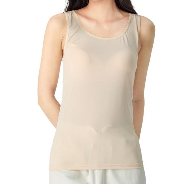 2WAYストレッチ カップつき インナー タンクトップ 伸縮性あり ニット 涼しい 涼感 無地 レディース メール便送料無料