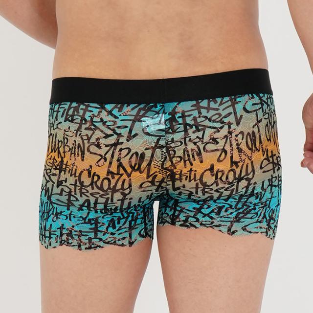 メンズ 総レース ボクサーパンツ 下着 男性用 前閉じ 英字 アルファベット プリント おしゃれ 高級感 送料無料