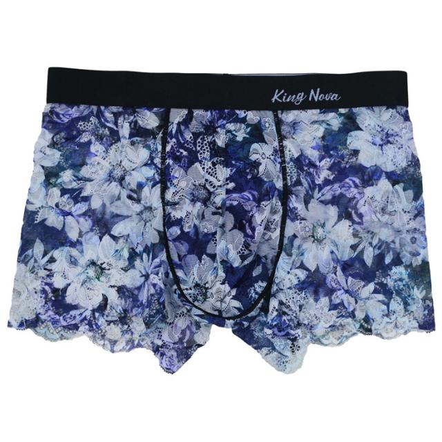 メンズ 総レース ボクサーパンツ 下着 男性用 前閉じ フラワー プリント おしゃれ 高級感 送料無料