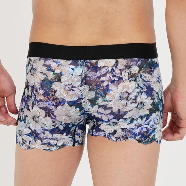 メンズ 総レース ボクサーパンツ 下着 男性用 前閉じ フラワー プリント おしゃれ 高級感 送料無料