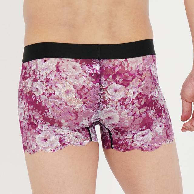 メンズ 総レース ボクサーパンツ 下着 男性用 前閉じ フラワー プリント おしゃれ 高級感 送料無料