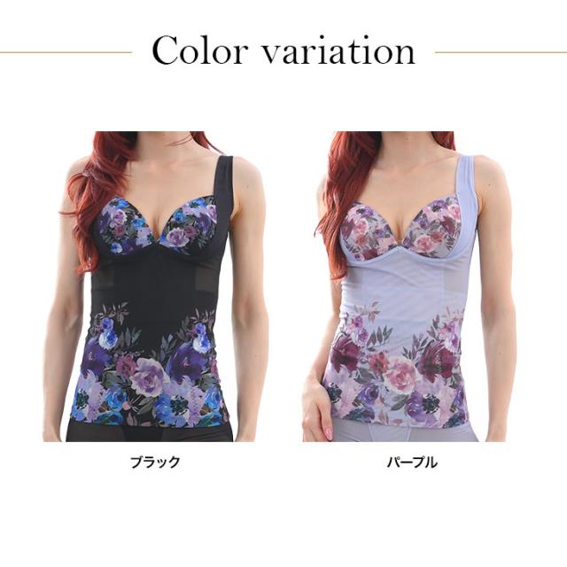 ボディシェイパー ボディスーツ 補正下着 フラワープリント 花柄 レディース M-LLサイズ