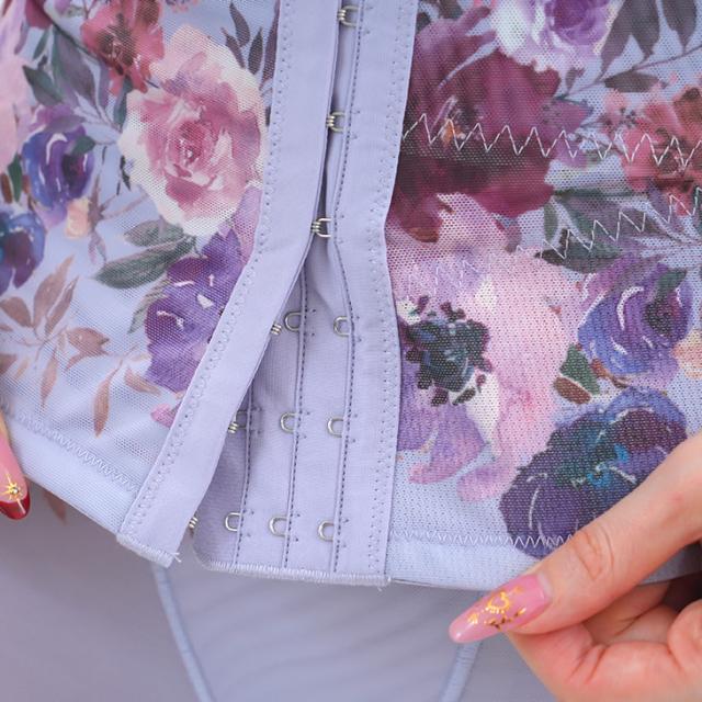 ウエストニッパー コルセット 補正下着 フラワープリント 花柄 レディース M-LLサイズ