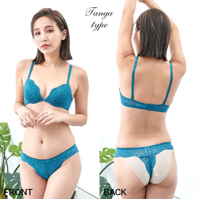 ブラショーツセット 育乳 Tバック タンガ いくにゅう 補正ブラ 総レースブラセット 花柄ブラセット