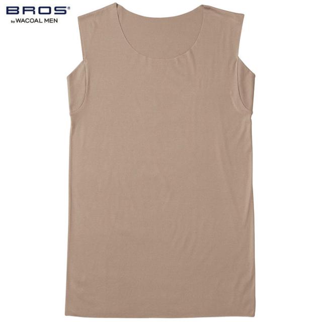 ワコール ブロス BROS メンズ 下着 肌着 男性用 メンズシャツ タンクトップ ノースリーブ GL5211 ML オーガニック綿混インナー 無地 クルーネック 汗取り機能 吸汗速乾 通気性 抗菌防臭 日本製 国産