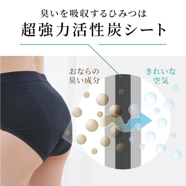 おならパンツ 消臭パンツ 消臭下着 消臭ショーツ エチケットパンツ ハイウエスト レディース 女性用 過敏性腸症候群 ガス型