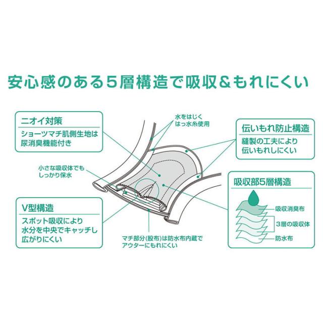 ワコール らくらくパートナー ショーツ パンツ 下着 インナー はきこみ丈深め 防水布付き 尿もれ 失禁 介護 dsl550