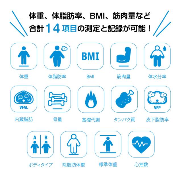 体重計 体組成計 EVERSCALE ホワイト|スマホ連動 bluetooth 14項目測定 体脂肪率 BMI 筋肉量 水分率 骨量 基礎代謝量 内臓脂肪 スマホアプリ 健康管理