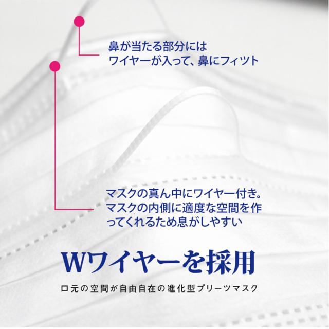 快適 ダブルワイヤー 不織布 マスク 100枚入 ふつうサイズ | 息がしやすい 耳が痛くなりにくい 男性 女性 大人用 不織布 3層構造 99%カット